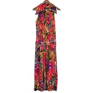 VNTG S.L Fashions Womens Printed Maxi Dress Size Medium 90s Tropical Multicolor